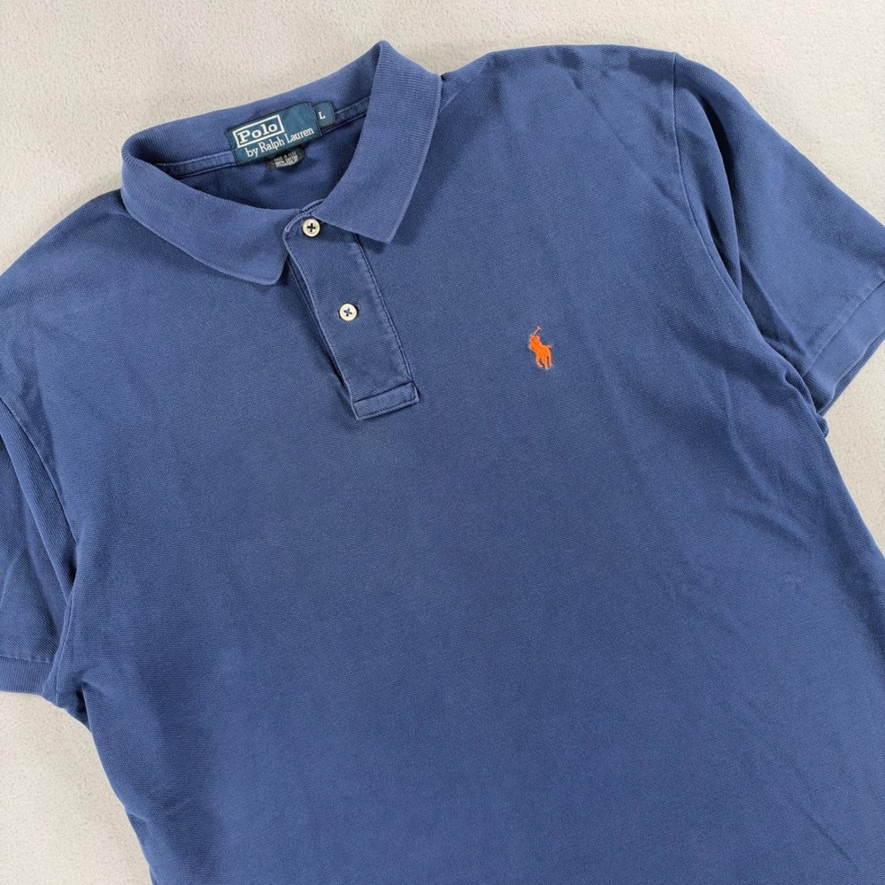 Polo Ralph Lauren Embroidered Pony Pique Polo Shirt Large Orange Logo